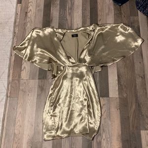 70s style champagne colored party dress